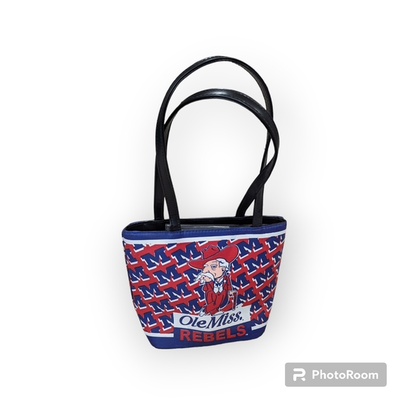 Vintage University Of Mississippi Ole Miss Rebels Colonel Reb Tote Handbag Purse - Picture 9 of 9